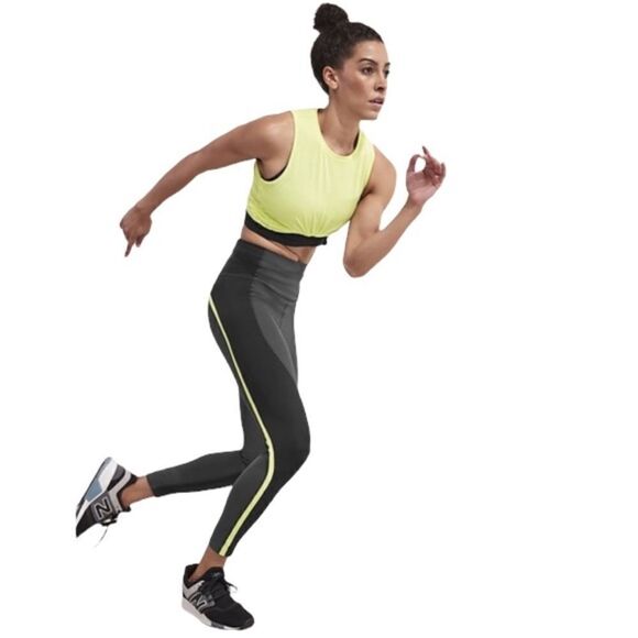 Athleta Spar Colorblock Tight 7/8 High Rise Olive Green Black L - Picture 1 of 10
